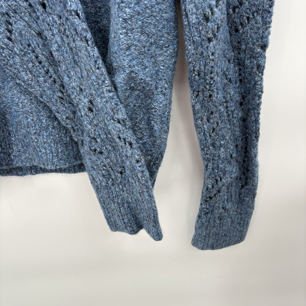 Veronica Beard‎ Devi Openwork Puff Sleeve Sweater Size Large Cotton/Wool #7H - Picture 5 of 7